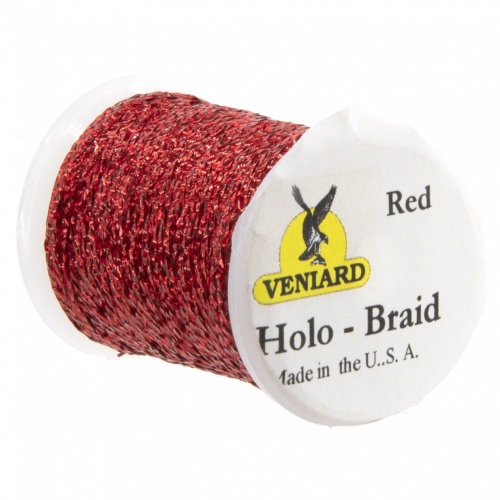 Veniard Holographic Flat Braid Red (Full Box Trade Pack 12 Spools) Fly Tying Materials
